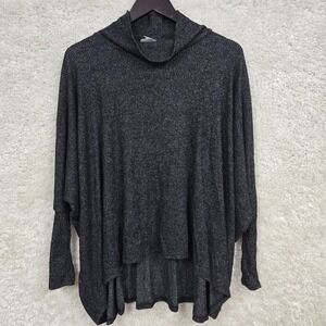 Amadi Womens Gray‎ Cowl Neck Poncho Top Small Oversized Dolman Cozy Boho